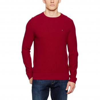Tommy Hilfiger Pre-Twisted Ricecorn C-Nk Cf, Suéter para Hombre, Rojo