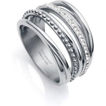 Anillo Chic de acero multitiras y circonitas