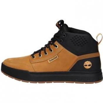 Timberland Maple Grove Mid Lace-Up Trainer for Men in Black & Yellow, Size: 8; Timberland Maple Grove Sport Mid Men's Tan Boot, Size: 8.5 M