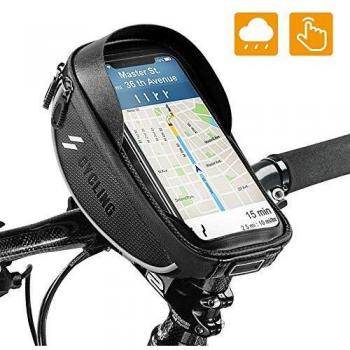 OUNDEAL Bolsa Bicicleta Cuadro, Impermeable Bolso Manillar Bici con Pantalla Táctil Sensible, iPhone XS MAX/XR/X/8Plus Samsung S9/S8 hasta 6,5'' Smartphone