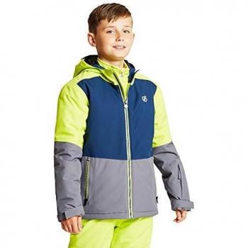 Dare 2b Aviate Waterproof Breathable High Loft Insulated Reflective Ski Snowboard Jacket with Snowskirt and Elasticated Hood Chaqueta, Infantil, Gris Aluminio/Gris Almirante, 14