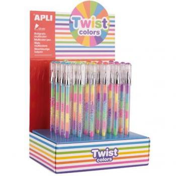 Bolígrafo gel twist Apli - Pack de 24 unidades con tinta que cambia de color y acabado fluor