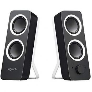 Logitech Z200 2.0 Altavoces Estéreo, 10 Vatios, Sonido Estéreo Detallado, Graves Ajustables, Conexión 2 Dispositivos, Entrada Audio 3.5 mm, Controles Sencillos, Enchufe UK, TV/PC/Móvil/Tablet, Negro