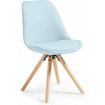 Kavehome Silla Ralf, natural y tejido azul claro