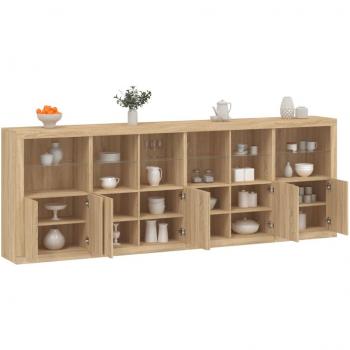 Aparador con luces LED vidaXL 283x37x100 cm Mueble de Almacenaje de Salón Armarios con Puertas Cajón de Madera Buffet para salón Moderno Armario Auxiliar Armario de Almacenamiento Marr