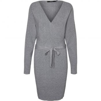 Vestido de punto corto Vero Moda Hollyrem con manga larga en gris melange para mujer XS