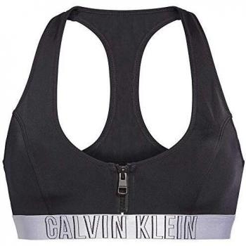 Calvin Klein Zip Bralette-rp Parte de Arriba de Bikini, Negro