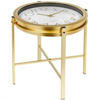 Mesita auxiliar con reloj dorada Home&Styling - Mesa de sofá, Mesa de Entrada para Salón, Consola de Entrada, Mueble Recibidor, Mesita Salon - Oro