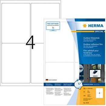 Etiquetas Autoadhesivas HERMA 9539 Outdoor, 99.1 x 139 mm, Blancas, Resistente al Agua, Extra Fuerte Adhesión, Pack de 160 Etiquetas (40 Hojas)
