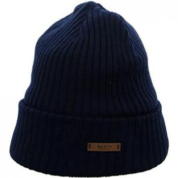 Barts Wilbert Turnup Beanie - Men's Navy Knit Hat with Logo Detail