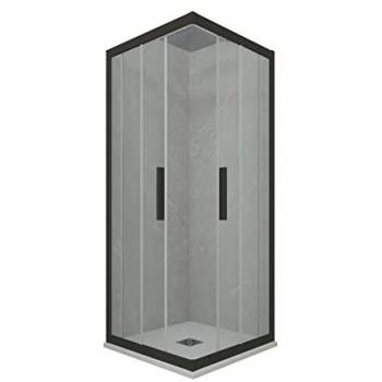 Mampara de Ducha Corredera 70x70 cm Negro Mate con Vidrio Transparente Kolors