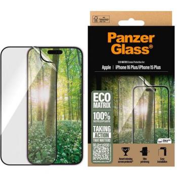 Protector de Pantalla PanzerGlass MATRIX Ultra-Wide Fit para iPhone 16/15 Plus, Transparente y Oleofóbico