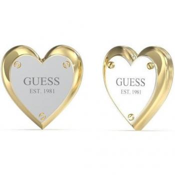 Pendientes Guess All You Need Is Love de acero plateado con diseño elegante
