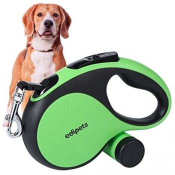 Correa Extensible Edipets con Dispensador de Bolsas, Ajustable y Retráctil para Perros (5 y 8 Metros, Verde)