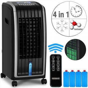 Monzana Enfriador de Aire Portátil 4en1 5L Climatizador Ventilador Ionizador Humidificador Pantalla LED Digital