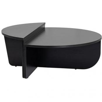 Mesa de centro ovalada en melamina efecto madera negra Oviala