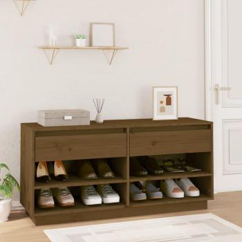 Zapatero de Madera Maciza de Pino Color Natural, Gris y Negro, 110x34x52 cm