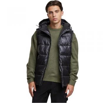 Recycled Cotton Hooded Puffer Vest for Men - Black 2XL