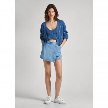 Pepe Jeans - Falda pantalón asimétrica envolvente para mujer, regular, azul