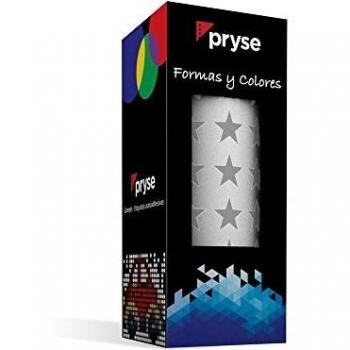 Pryse 1041091 - Gomets etiquetas adhesivas con diseño estrellas, color plata
