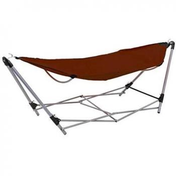 vidaXL Hamaca Soporte Plegable Marrón Tumbona de Jardín Exterior Patio Piscina