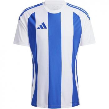 Camiseta de fútbol adidas Striped 24 Jsy hombre blanco, manga corta, diseño a rayas