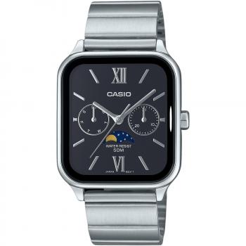 Casio Men's Standard Analog Moon Phase Stainless Steel Black Dial Quartz Watch MTP-M305D-1A2V