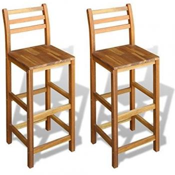 vidaXL Taburetes Modelo Altos de Bar de Material Madera de Acacia Pack de 2 Unidades
