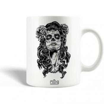 Taza de Cerámica MANIACASE Calavera Blanca 30cl Apta para Lavavajillas