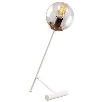 Lámpara de Mesa Blanca Modelo 17 con Tulipa Transparente y Iluminación LED