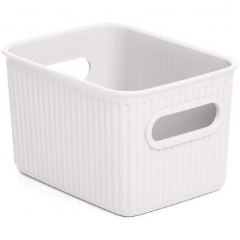 Tatay Caja Organizadora Rectangular Baobab, 1,5L de Capacidad, de Polipropileno, Libre de BPA, Color Blanco Pergamón, Medidas 12.5 x 16.4 x 10 cm