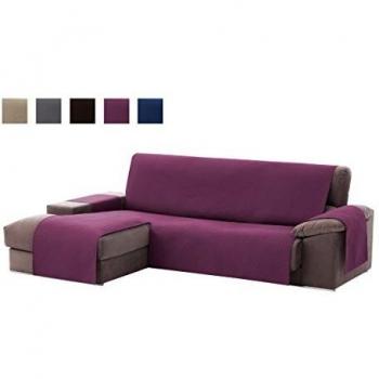 Textilhome - Funda Cubre Sofá Chaise Longue Adele, Protector para Sofás Acolchado Brazo Izquierdo. Tamaño -240cm. Color Malva