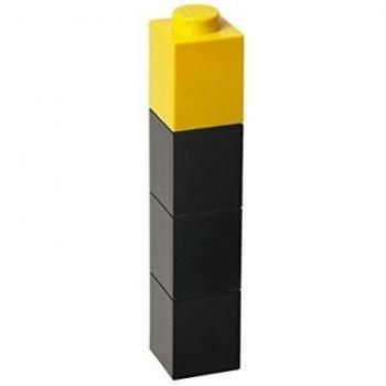 LEGO - Botella Cuadrada con diseño de ladrillo, Color Negro