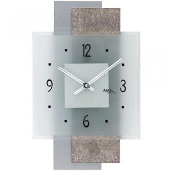 Reloj de Pared AMS 9443 Analógico Plata 36 cm x 22 cm x 5 cm