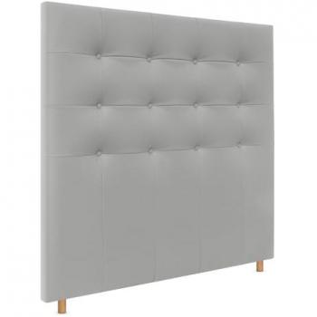 Cabecero Capitoné hasta el Suelo 135x120cm en Polipiel Gris Claro para Cama Dormitorio