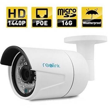Reolink--410S PoE IP Camera, Security Outdoor with Built-in 16GB Micro SD Card, HD 4MP with Super Day/Night Vision, Motion Detection and Remote Access, DIY,No Need Power adapter ...