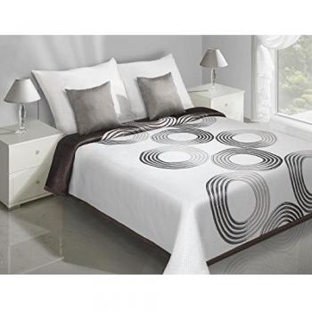 Chon eurofirany/ZOFIA/B + sujetador de/220 colcha de 220 x 240 cm, diseño de dos caras, para cama de a través de tiro, de colour blanco/marrón