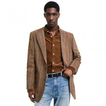 Camisa de Pana Regular Fit Marrón Melange para Hombre Gant (S), Casual, Algodón, Manga Larga