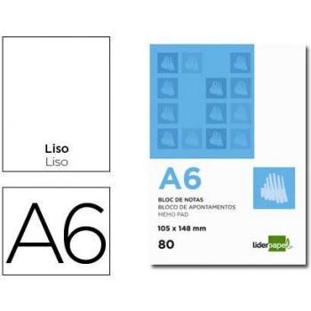 Bloc Notas Liderpapel A6 Liso 80 Hojas 60g/m2 Perforado