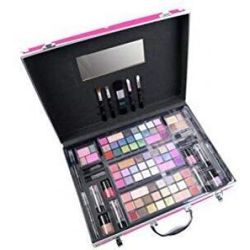 Estuche tren de maquillaje profesional en color rosa