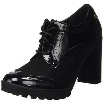 XTI Botin Sra C. Combinado, Zapatos de Cordones Oxford para Mujer, Negro