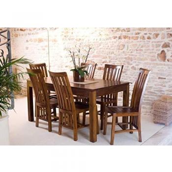 Mesa de comedor extensible rectangular de madera de mindi marrón 160/200 cm