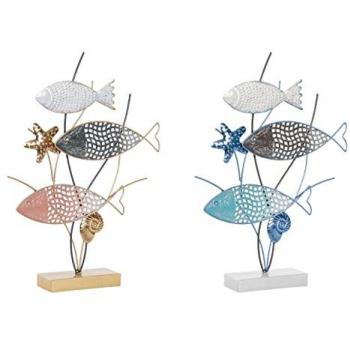 Figura Decorativa DKD Home Decor 39,5 x 8 x 55,5 cm Azul Coral Multicolor Espirales (2 Unidades)