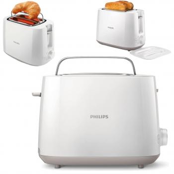 Tostador Philips Daily Collection HD2582/00 - 2 Rebanadas, Potencia 760-900 W, Plástico Blanco, 8 Niveles de Tostado