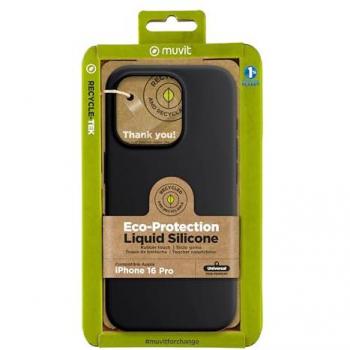 Muvit For Change Funda Recycletek Liquid Silicone Compatible con Apple iPhone 16 Pro Max Negra