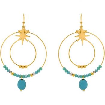 Pendientes Luxenter Africa de Turquesa bañados en oro amarillo
