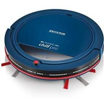 Severin RB 7028, Robot Aspirador, Incluye Set Premium con Base de Carga, Control Remoto y Pared Virtual, S´Special Chill Pro, Azul/Rojo