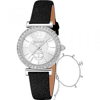 Reloj de pulsera Just Cavalli SET Varenna - JC1L273L0015, correa color negro, dial gris plata, análogo-digital, automático, colección 2023-24 para mujer