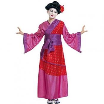 Disfraz Geisha Tradicional para Niña Original - Talla 11-13 Años - Color Rojo/Rosa/Violeta - 158 cm