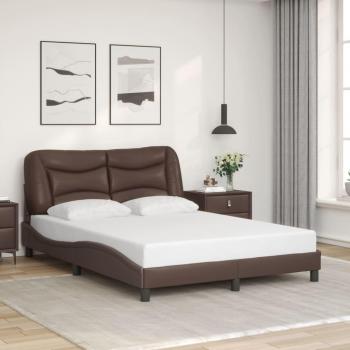Estructura de cama sin colchón cuero sintético marrón 120x200cm Vidaxl